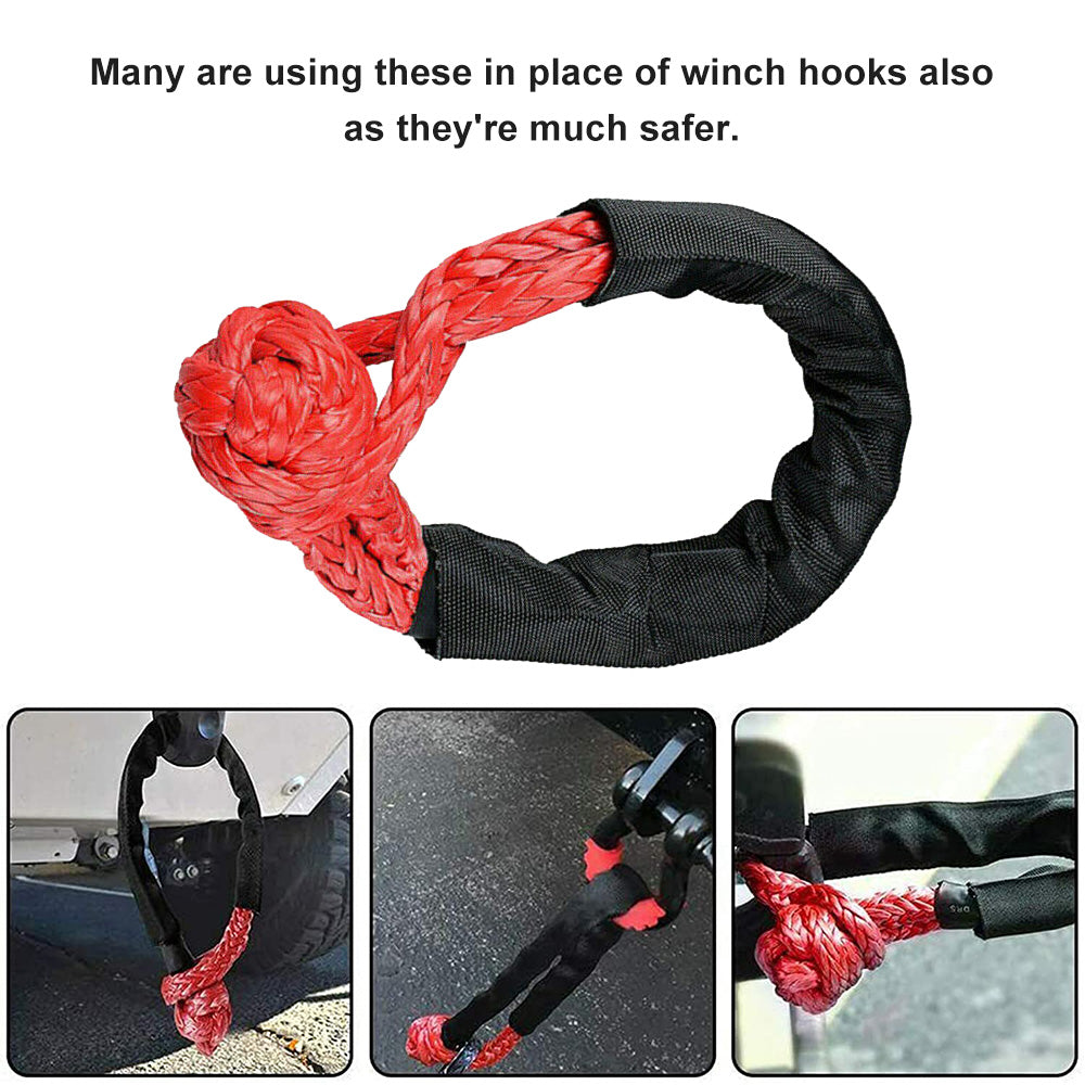 {{ Recovery Pulley Kit Suitable For Winch Ropes 3/8in 1/2in Soft Shackle Red Black }} - Buy Car Parts Online at {{ Kaka Auto Parts }}.
