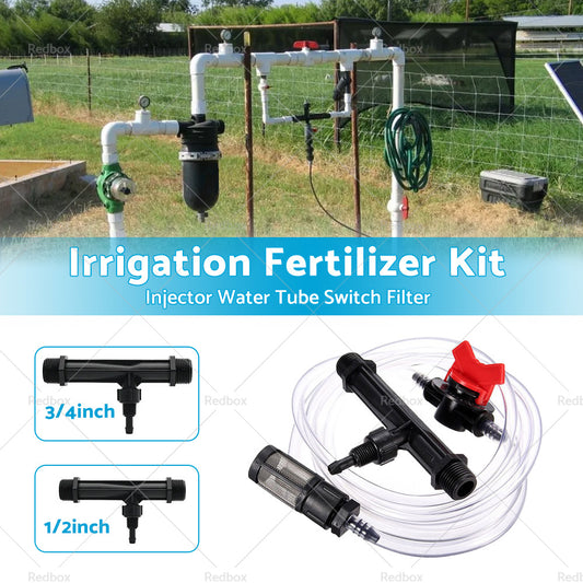 1/2 3/4 Irrigation Venturi Fertilizer Kit Injector Water Tube Switch Filter