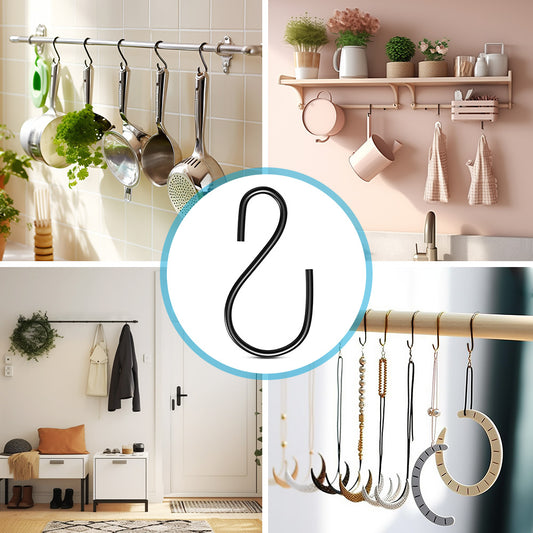 S Shaped Hooks Small Metal for Hanging Plants Mini Ornament Hooks Black Hangers