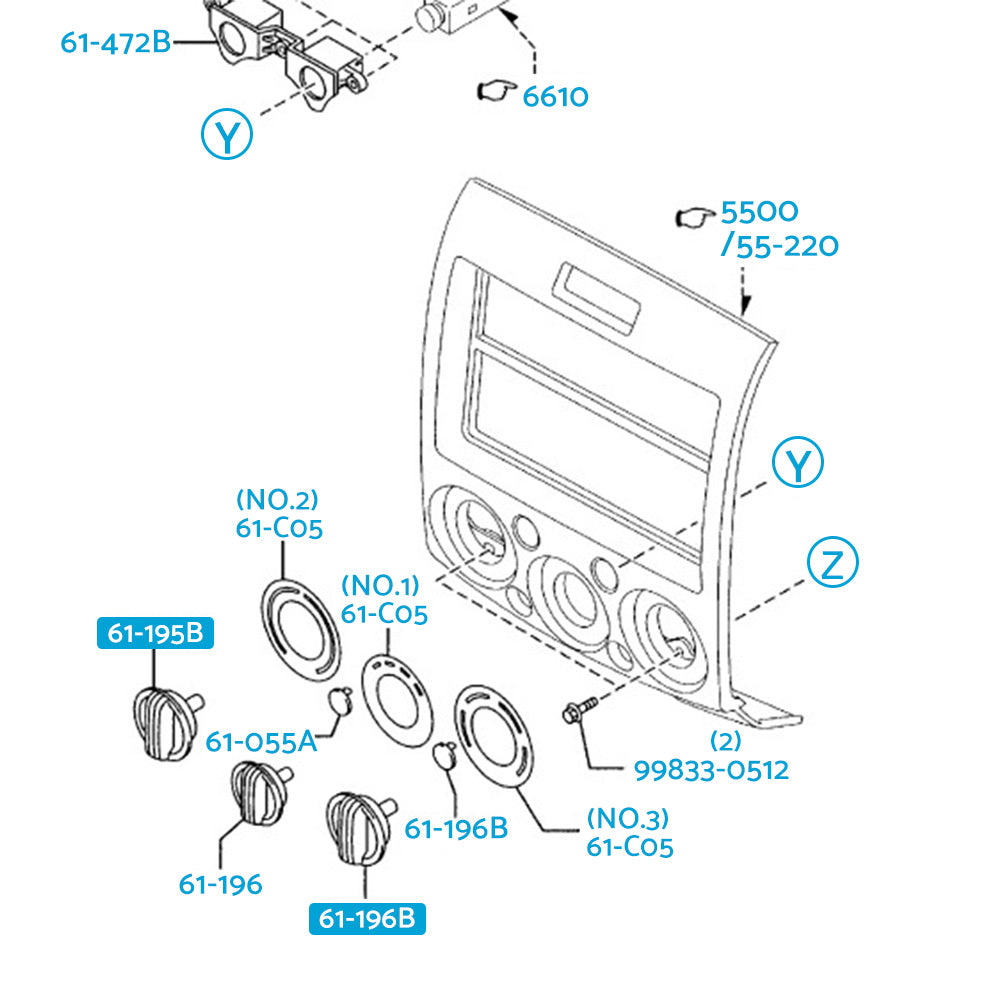 3Pcs Heater Fan Control Knobs Fits For Ford Ranger PJ/PK Mazda BT-50 2006-2011