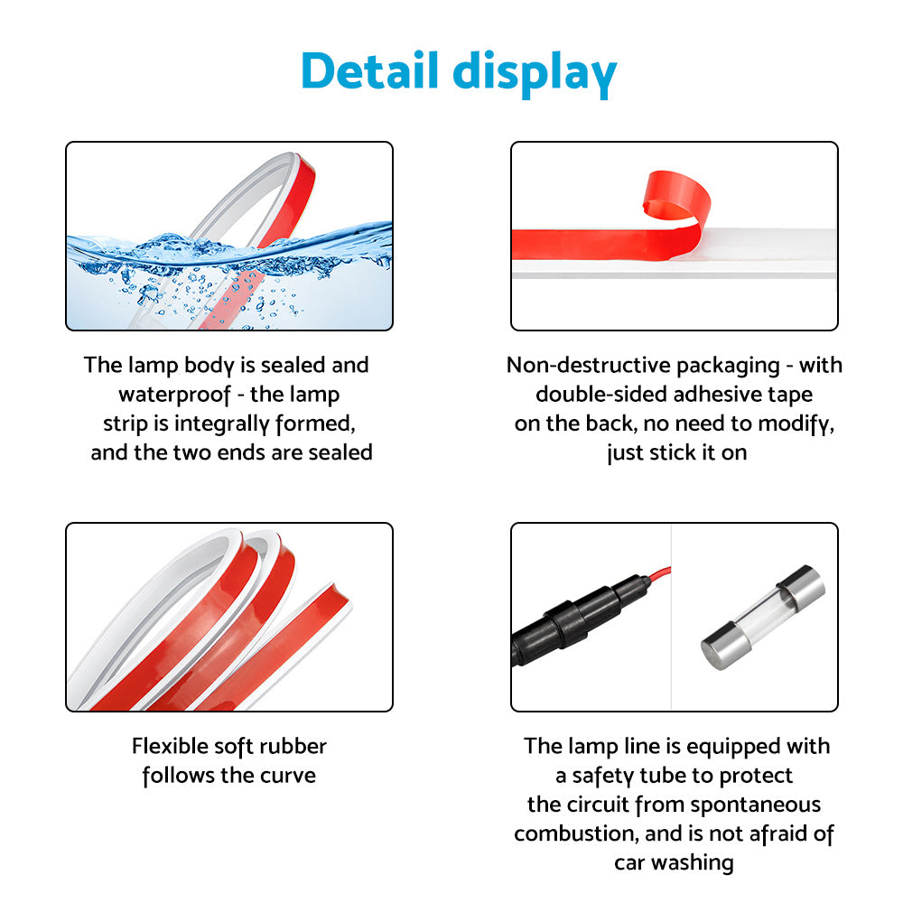 1. 8M Start Scan Dynamic LED DRL Car Hood Light Strip Daytime Running Light