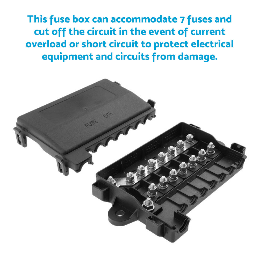 7-Way Multi Fuse Block Box Holder Suitable For Car Auto Battery 12-32V