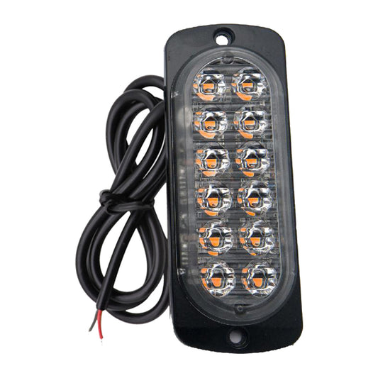 12 LED Strobe Light Emergency Warning Beacon White Amber 12V/24V