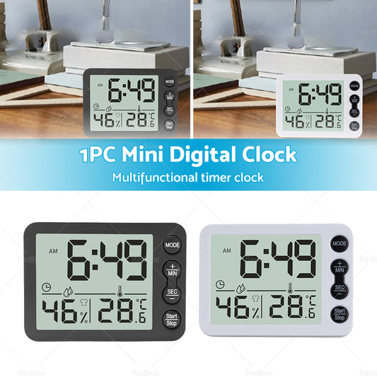 Small Mini Digital Clock Temperature 鈩 Alarm Travel LCD LED Battery Black White