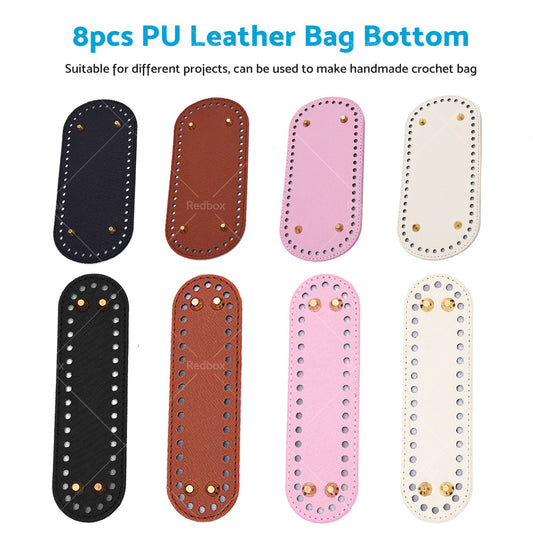 8PCS PU Leather Shaper Base Pad DIY Crochet Bag Bottom Oval Knitting Accessories