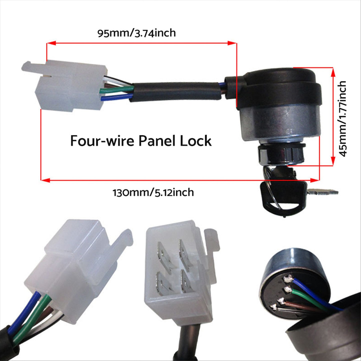 4-Pin Ignition Key Switch Suitable For Chinese Gasoline Generators 2KW / 3KW 168F / 170F