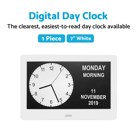 7 inch LED Large Digital Day Clock Calendar Dementia Date Week Month Year Time Wall