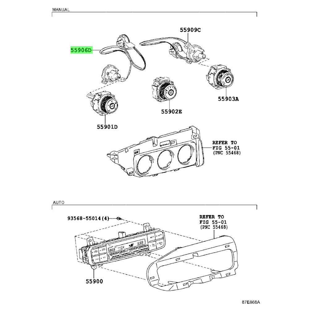 Heater Button Switch Control Cable Suitable For Toyota RAV4 Hilux 5590626060