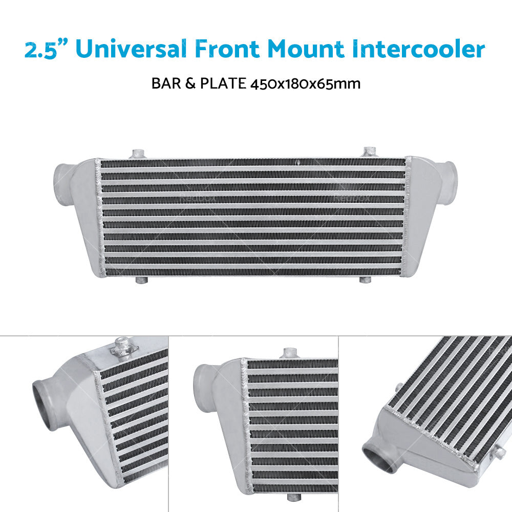 {{ 2. 5 inch Universal Full Aluminum Front Mount Intercooler 450x180x65mm Core Bar and Plate }} - Buy Car Parts Online at {{ Kaka Auto Parts }}.