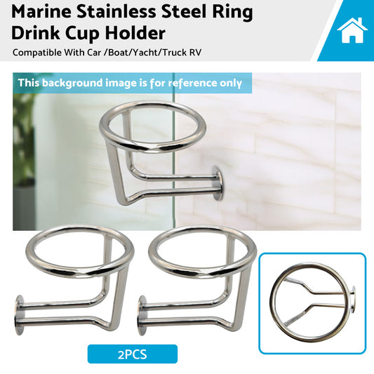 2X Marine Stainless Steel Ring Drink Cup Holder for Car Boat Yacht Truck RV