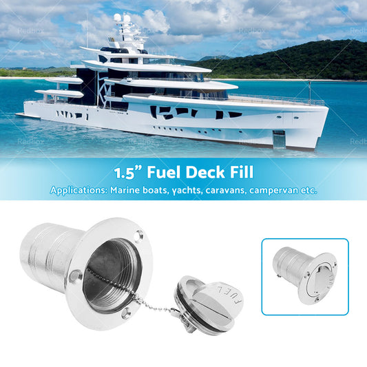 1. 5 inch Fuel Deck Fill Keyless Polished Fuel Filler Stainless Steel For Marine Boat