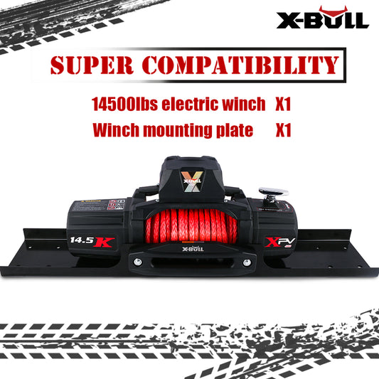 Electric Winch 14500lbs 12V with Synthetic Rope Mount Plate Suitable For 4WD SUV