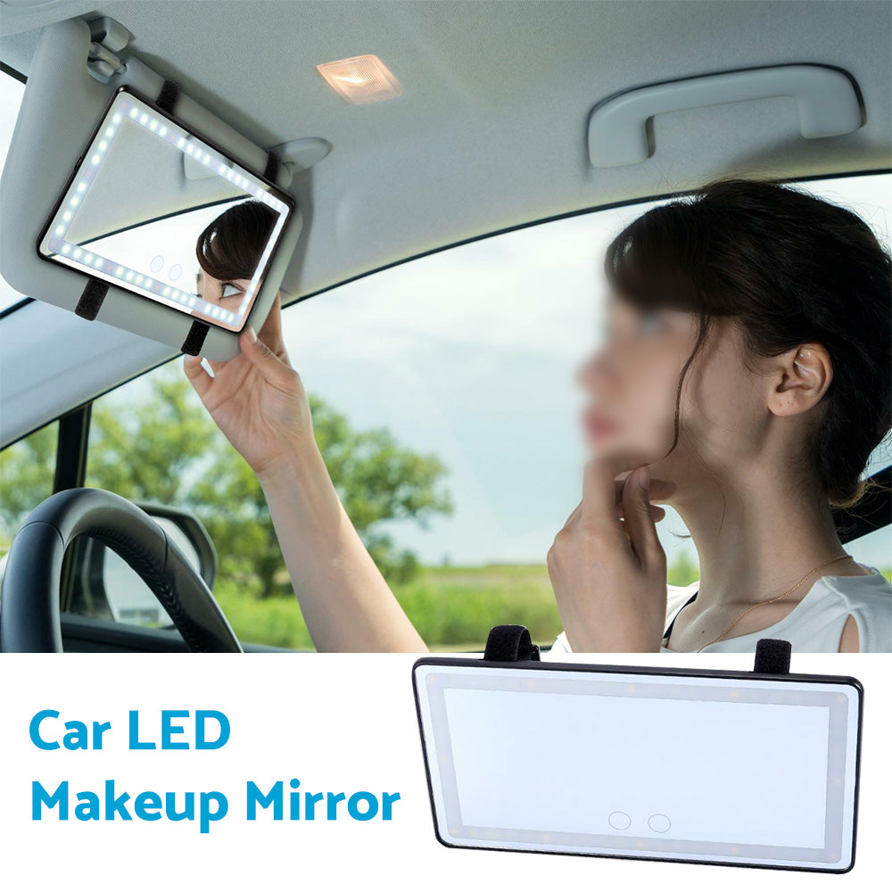 {{ Car Sun Visor Makeup Cosmetic Mirror Set with 3 Type 60 LED Light Black 26x13cm }} - Buy Car Parts Online at {{ Kaka Auto Parts }}.