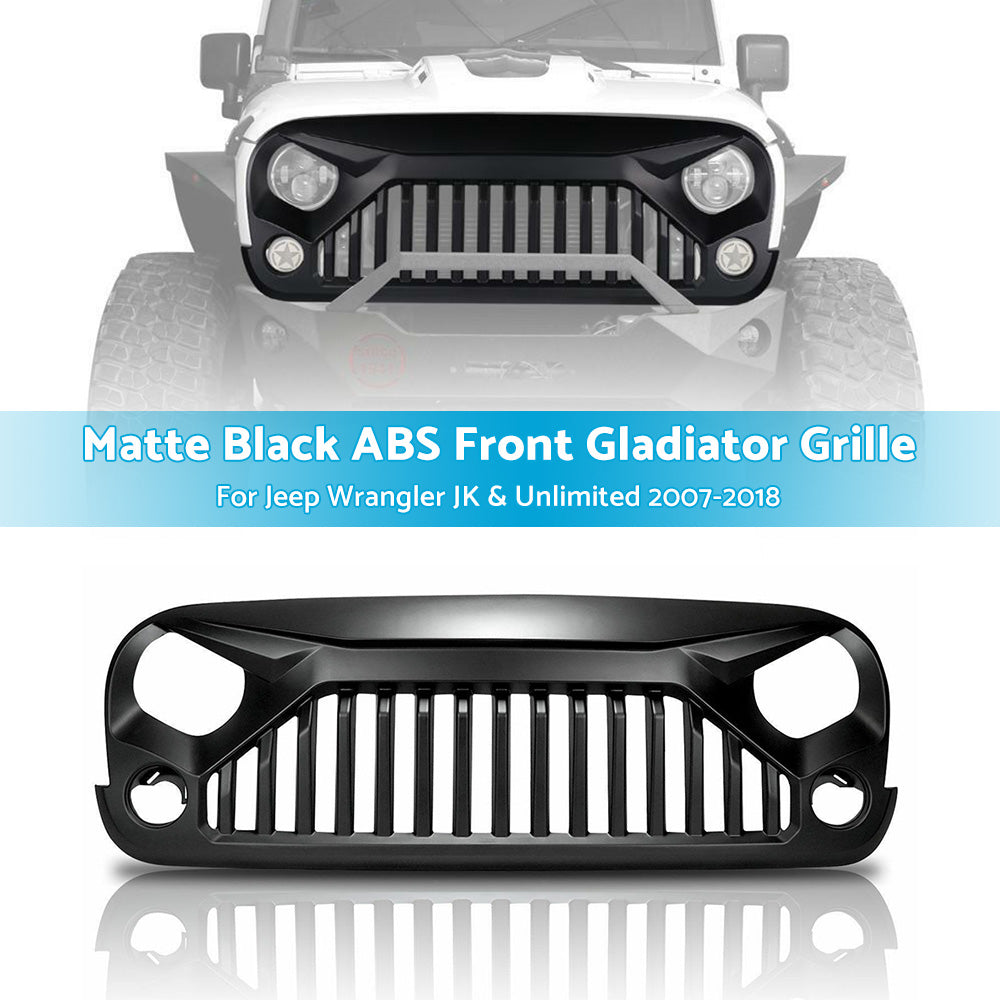 Black Front Gladiator Grille Vander Grill Suitable For Jeep Wrangler JK Unlimited 2007-2018