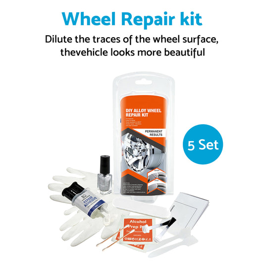 Visbella Wheel Rim Repair Kit for Kerb Scratches and Scuffs – 5x Set with Tools and Gloves