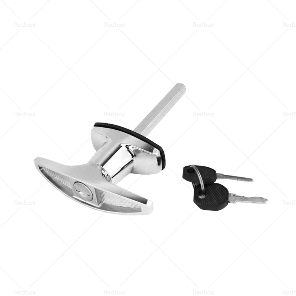 2 Set Chrome Rear Fixing T Handle Lock W or Key For Trailer Caravan Canopy Toolbox