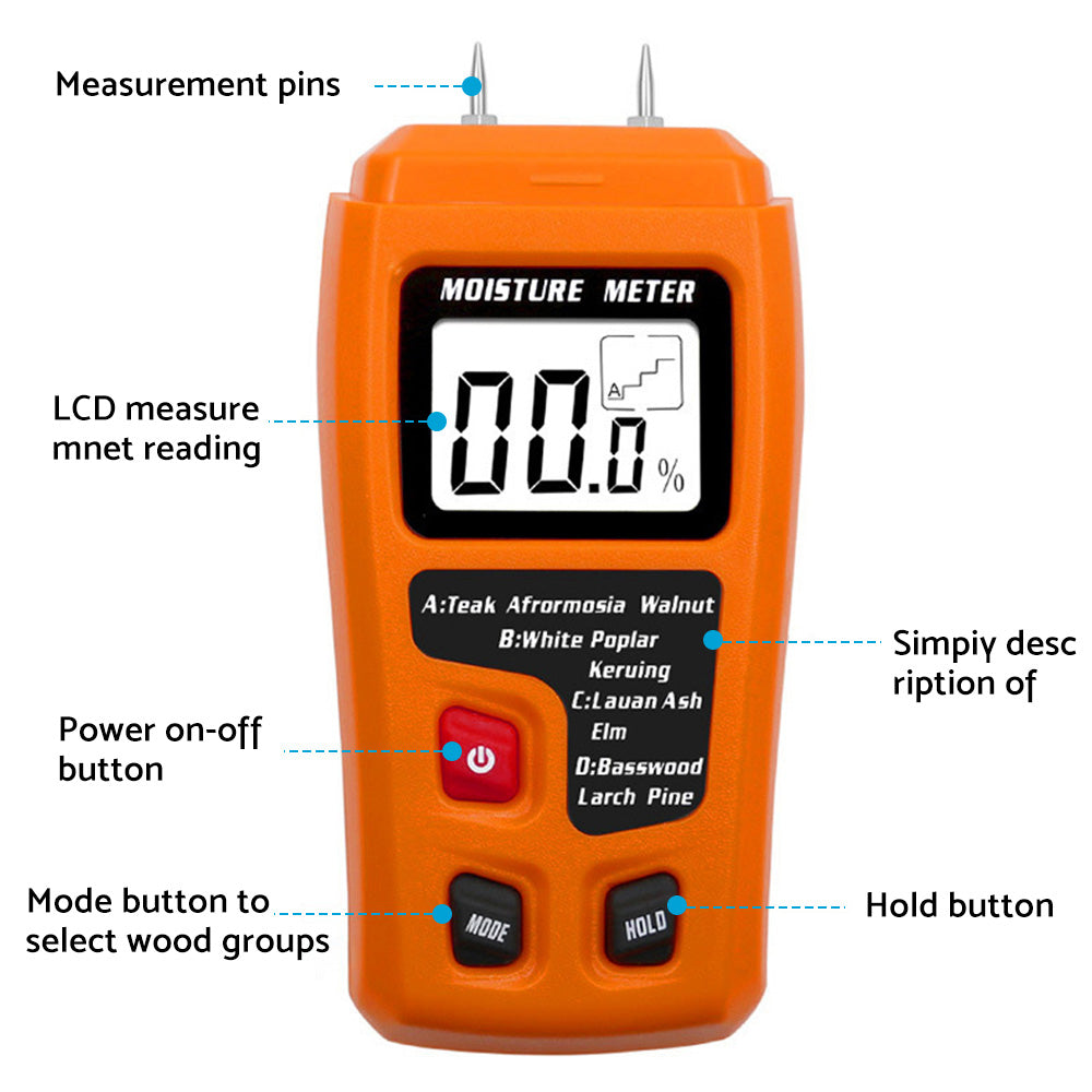 {{ Wood Moisture Meter Damp Detector Digital LCD Timber Humidity Tester Analyzer }} - Buy Car Parts Online at {{ Kaka Auto Parts }}.