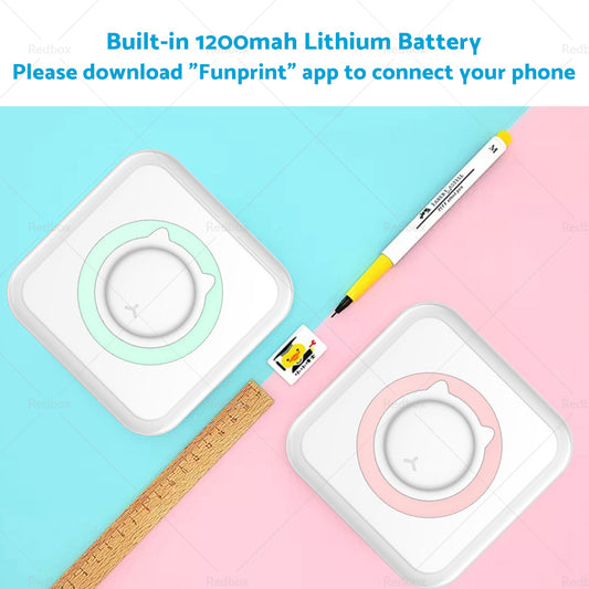 Mini Pocket Thermal Printer Wireless Blue-tooth Photo Paper Inkless