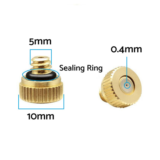 Brass Misting Nozzles Kit 0.016 Inch 10-24 For Cooling System Water Mister Sprinkle