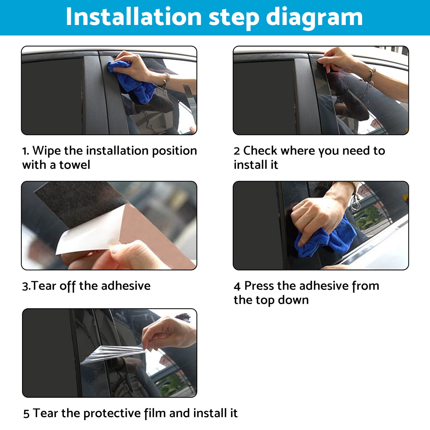 6x Black Pillar Post Cover Trims Suitable For Jeep Grand Cherokee 2011-2021