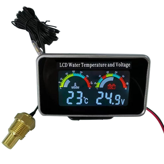 2-in-1 Car Digital LCD Water Temperature Meter & Voltmeter Gauge Suitable For 12V / 24V Vehicles