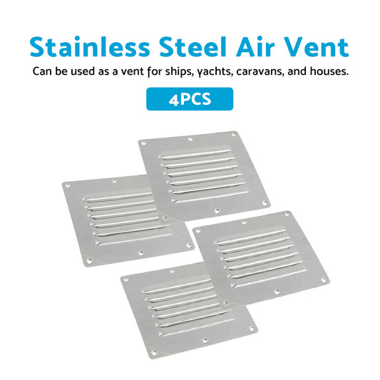 4x Stainless Steel Rectangular Air Vent Suitable For Caravan, Boat, Wall & Home