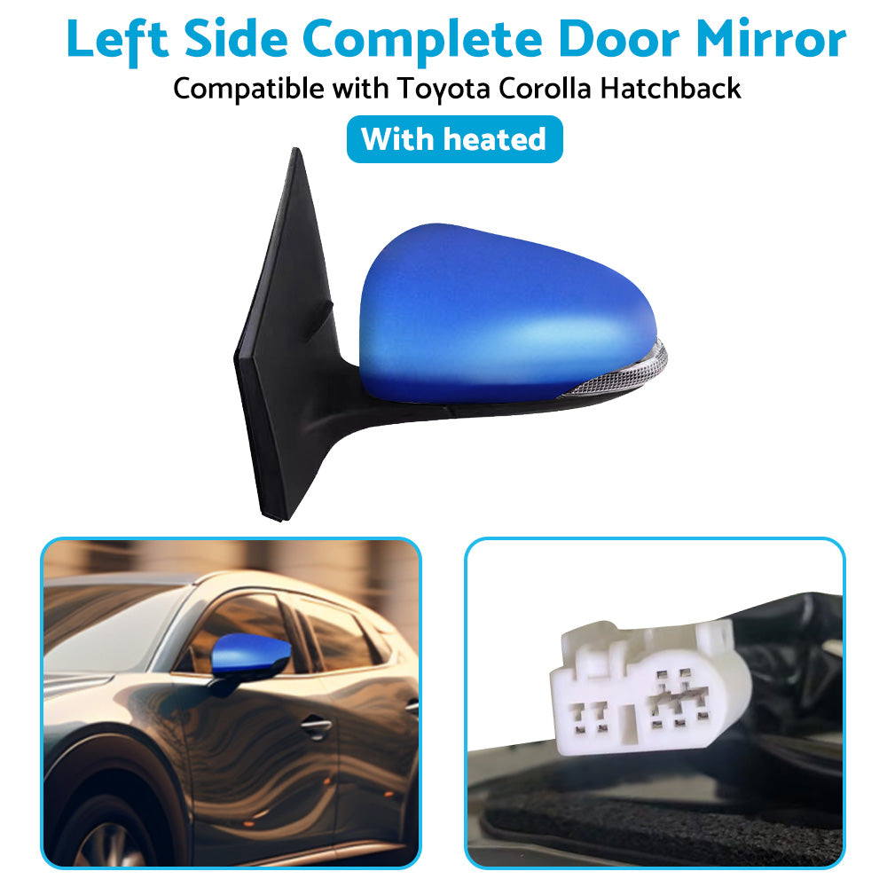 {{ Door Mirror Suitable for Toyota Corolla ZRE182 2012-2018 Hatch Left Blue Heated }} - Buy Car Parts Online at {{ Kaka Auto Parts }}.