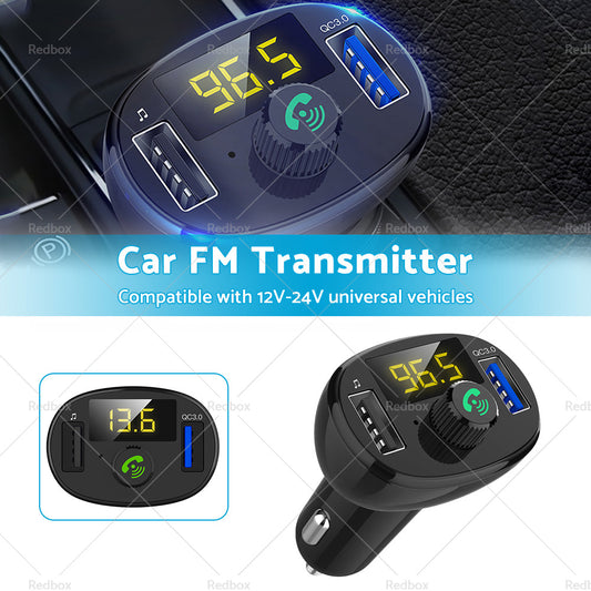 Bluetooth-5. 0 Radio Car Kit Wireless FM Transmitter Dual USB Charger MP3 Player