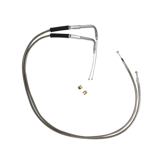 Throttle and Idle Cable Set 56-1/2 Stainless Steel Suitable For Harley-Davidson
