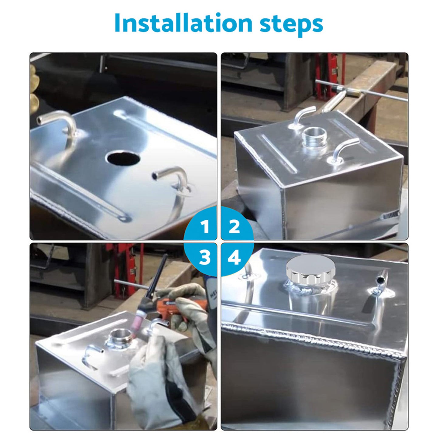 2in Aluminium Alloy Weld-On Filler Neck And Cap Suitable For Oil Fuel Water Tank Silver