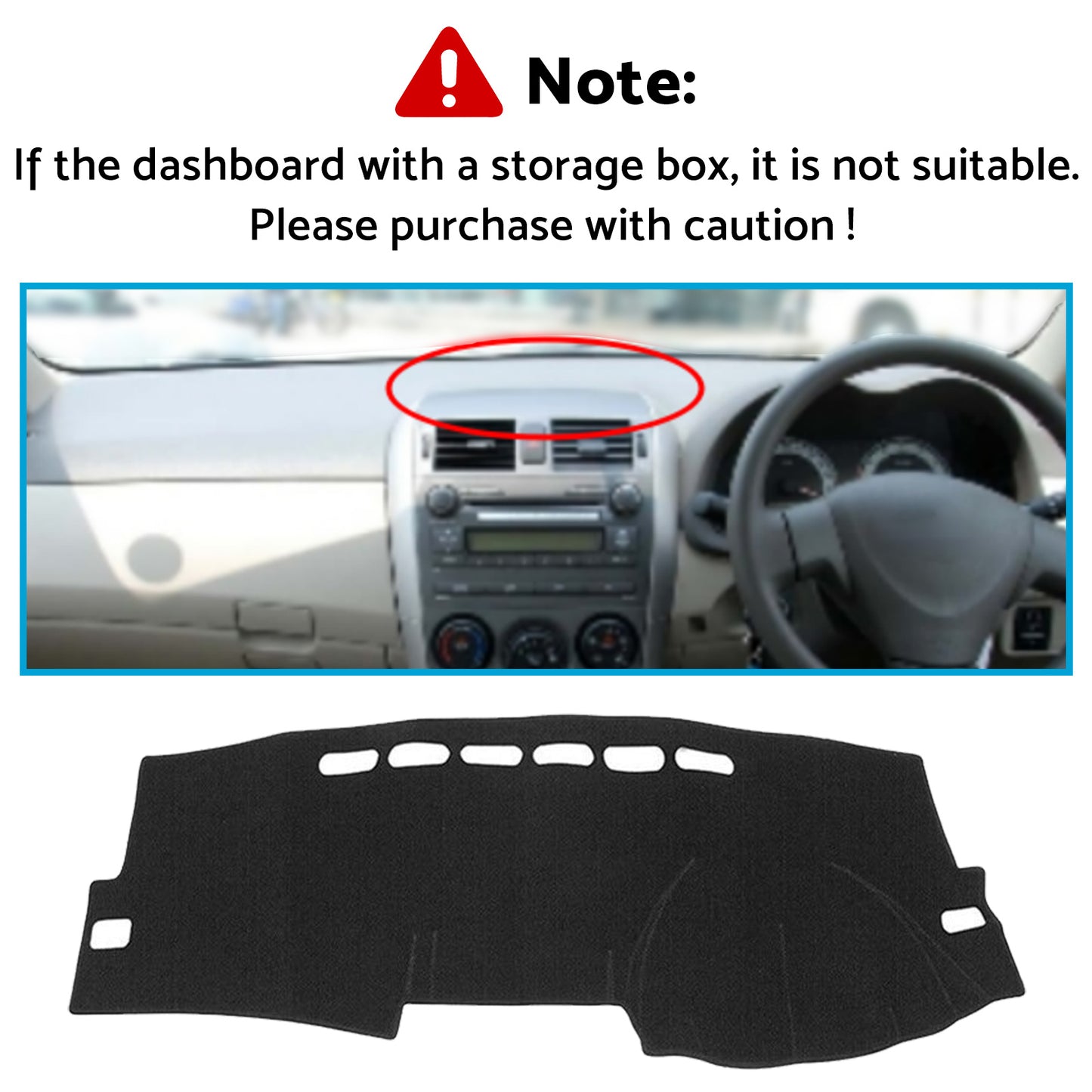 Dash Mat Dashboard Sun Cover Suitable For Toyota Corolla ZZE122 / Fielder 2007-2012