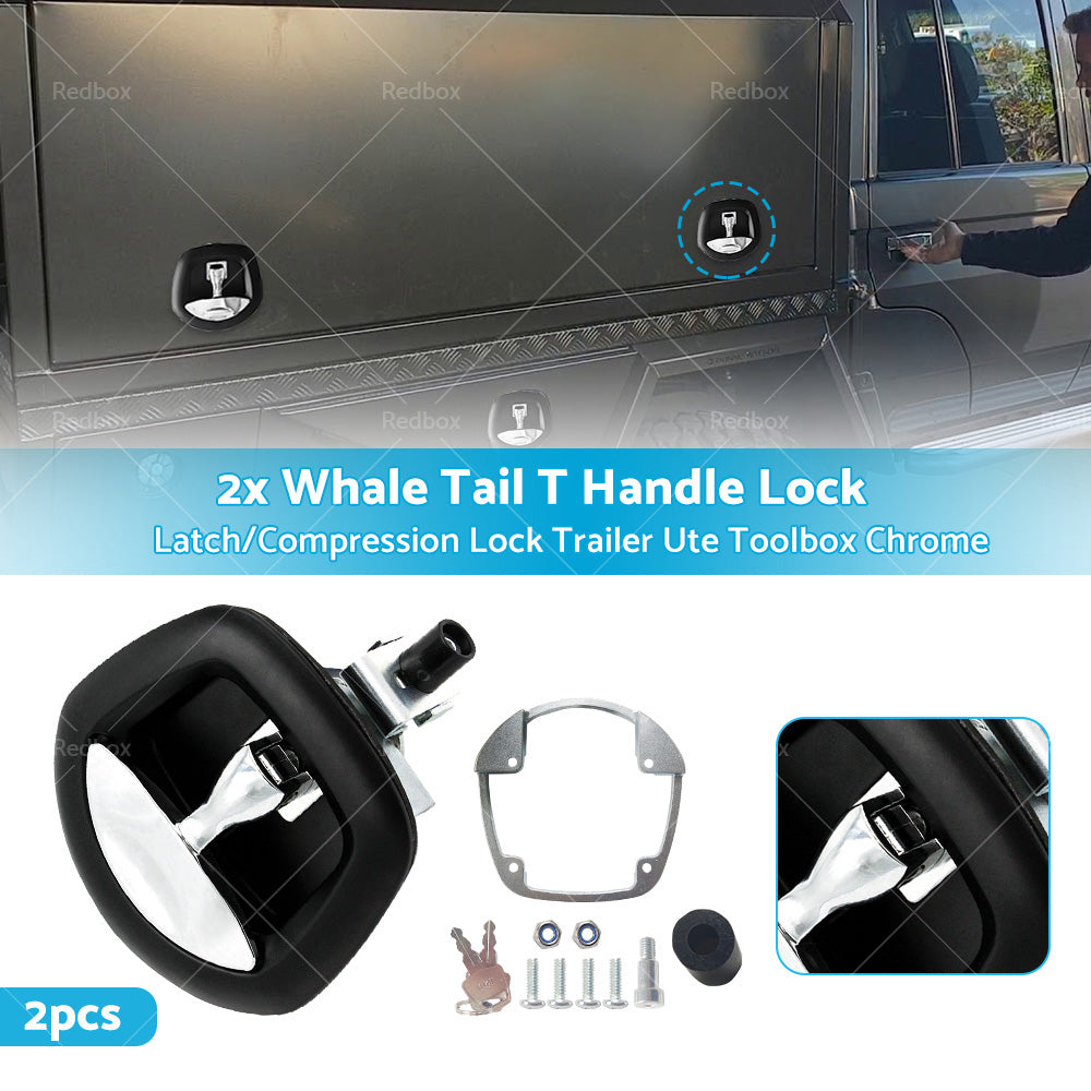 {{ 2pcs Whale Tail Lock or Compression Lock Black w or Chrome Handle Trailer Ute Toolbox }} - Buy Car Parts Online at {{ Kaka Auto Parts }}.