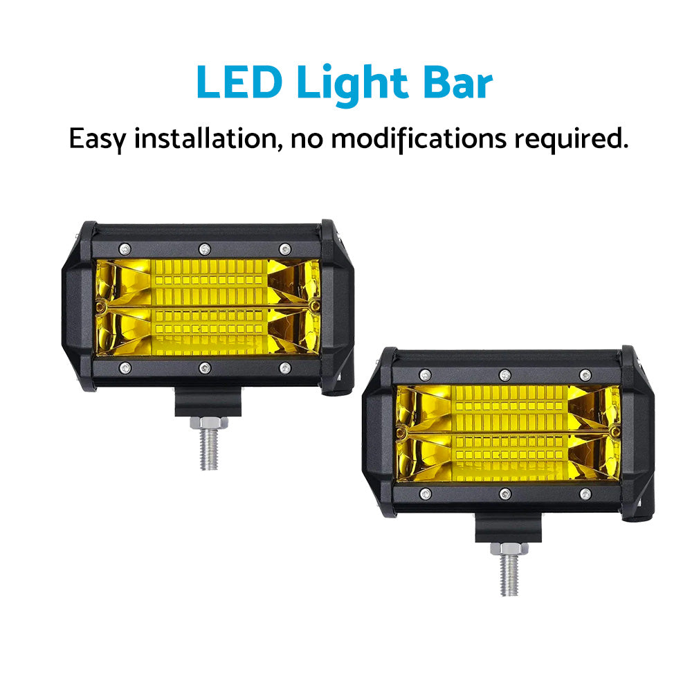 {{ 2x 5inch Flood LED Light Bar Offroad Work Driving Fog Lamp Yellow Cree Spread }} - Buy Car Parts Online at {{ Kaka Auto Parts }}.