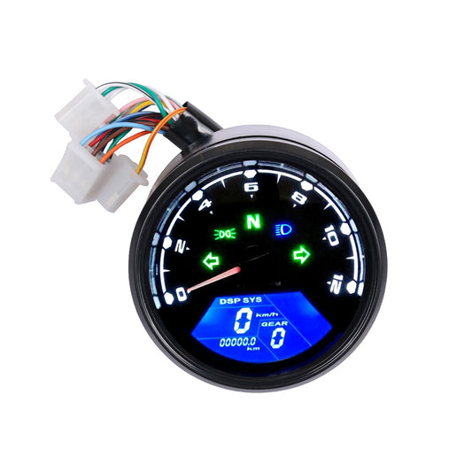Universal Digital Motorcycle Odometer Speedometer Tachometer Gauge with LCD Backlight Suitable For All Motorcycles