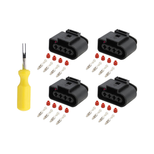 4x Ignition Coil Connector Repair Kit 4Way Female Suitable for Audi VW 4B0973724