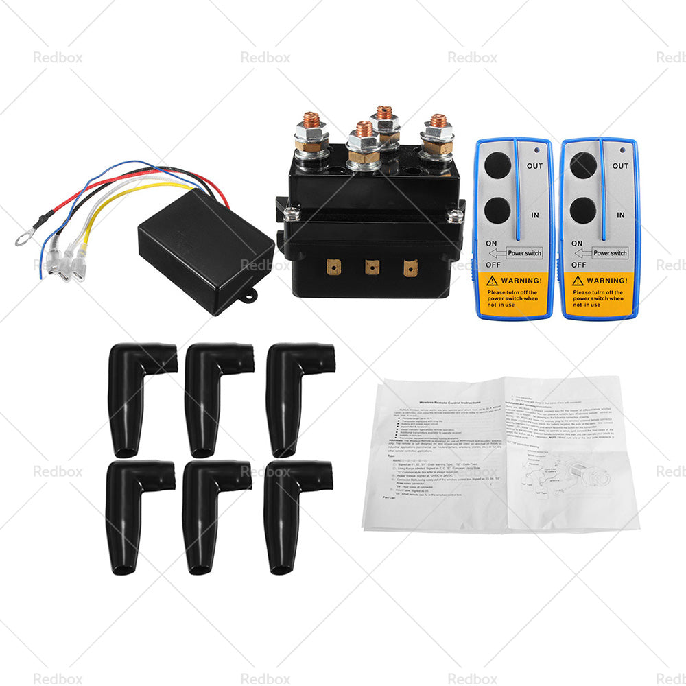 {{ 500A 12V HD Electric Contactor Winch Solenoid Twin Wireless Remote Recovery 4x4 }} - Buy Car Parts Online at {{ Kaka Auto Parts }}.