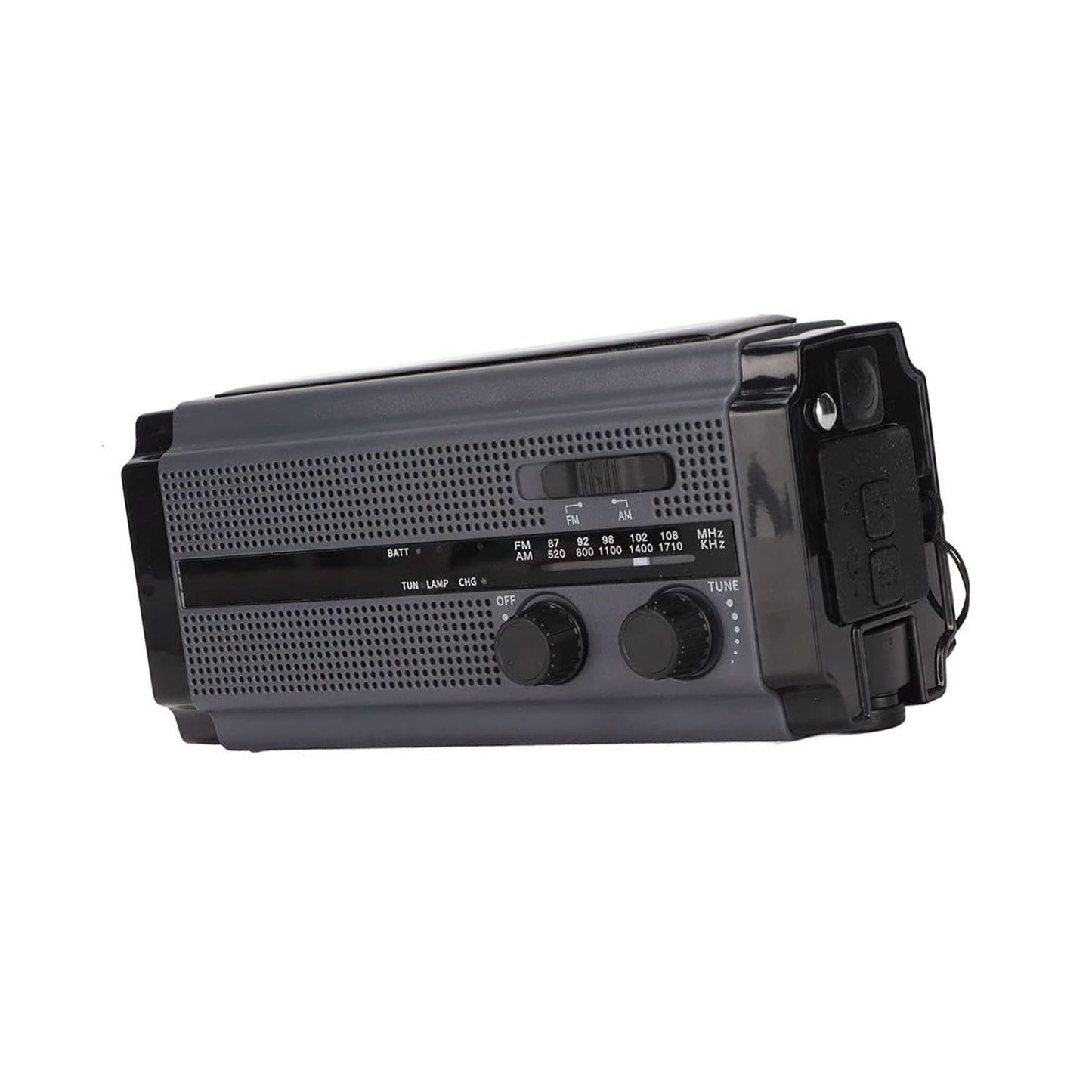 Solar Hand Crank Radio Emergency Weather 5000mAh Power Bank Flash Light Black