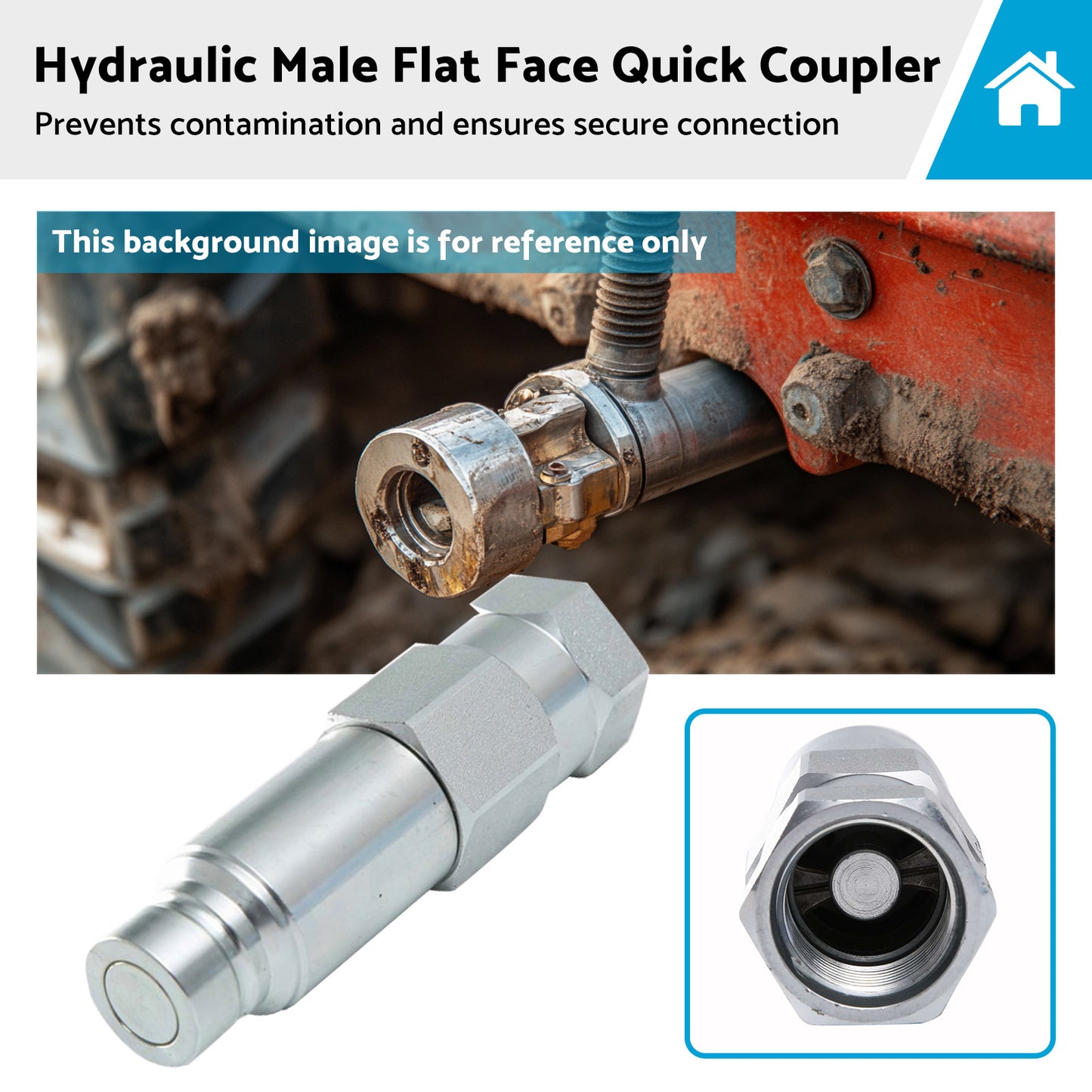 Hydraulic Male Flat Face Quick Coupler Suitable For Bobcat 7246777 1/2in Body