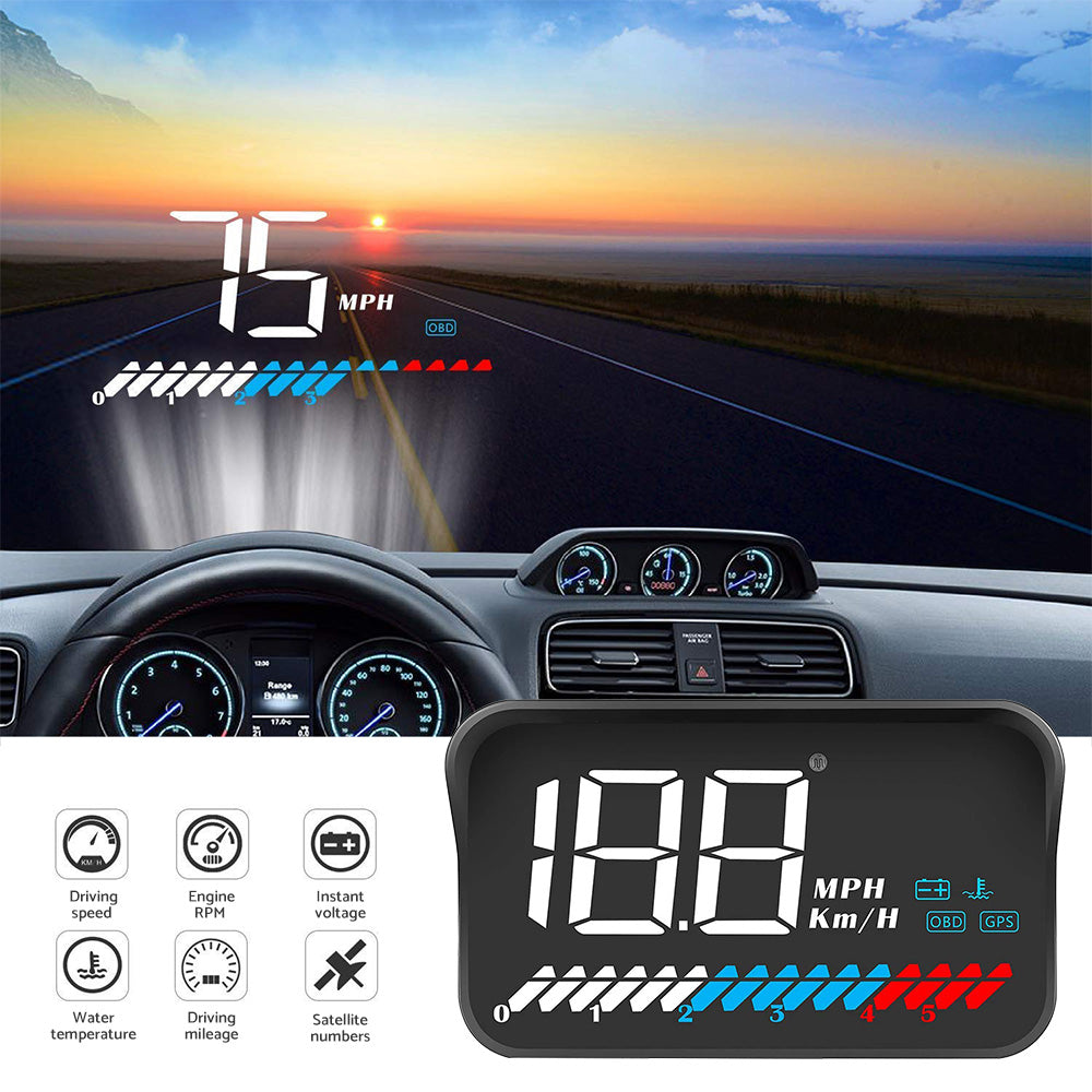 Car Head Up Display Universal OBD GPS Dual System 3.5inch HUD Speed Alarm Voltage Monitor Suitable For Most Vehicles