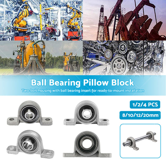 4x Ball Bearing Pillow Block Zinc Alloy Metal Suitable For 8/10/12/20mm Inner Diameter