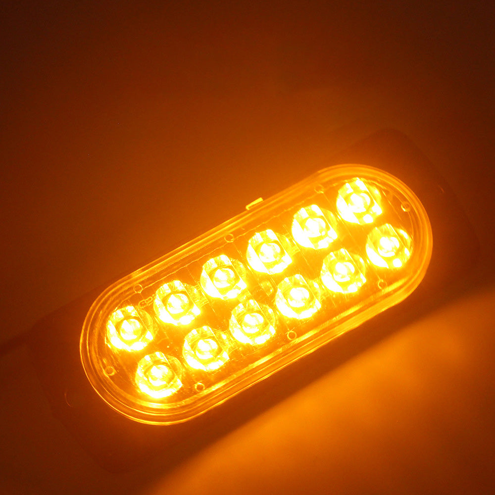 12 LED Strobe Light Emergency Warning Beacon White Amber 12V/24V