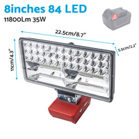8in Wireless LED Work Light Torch Suitable For Milwaukee 18V Li-ion Battery