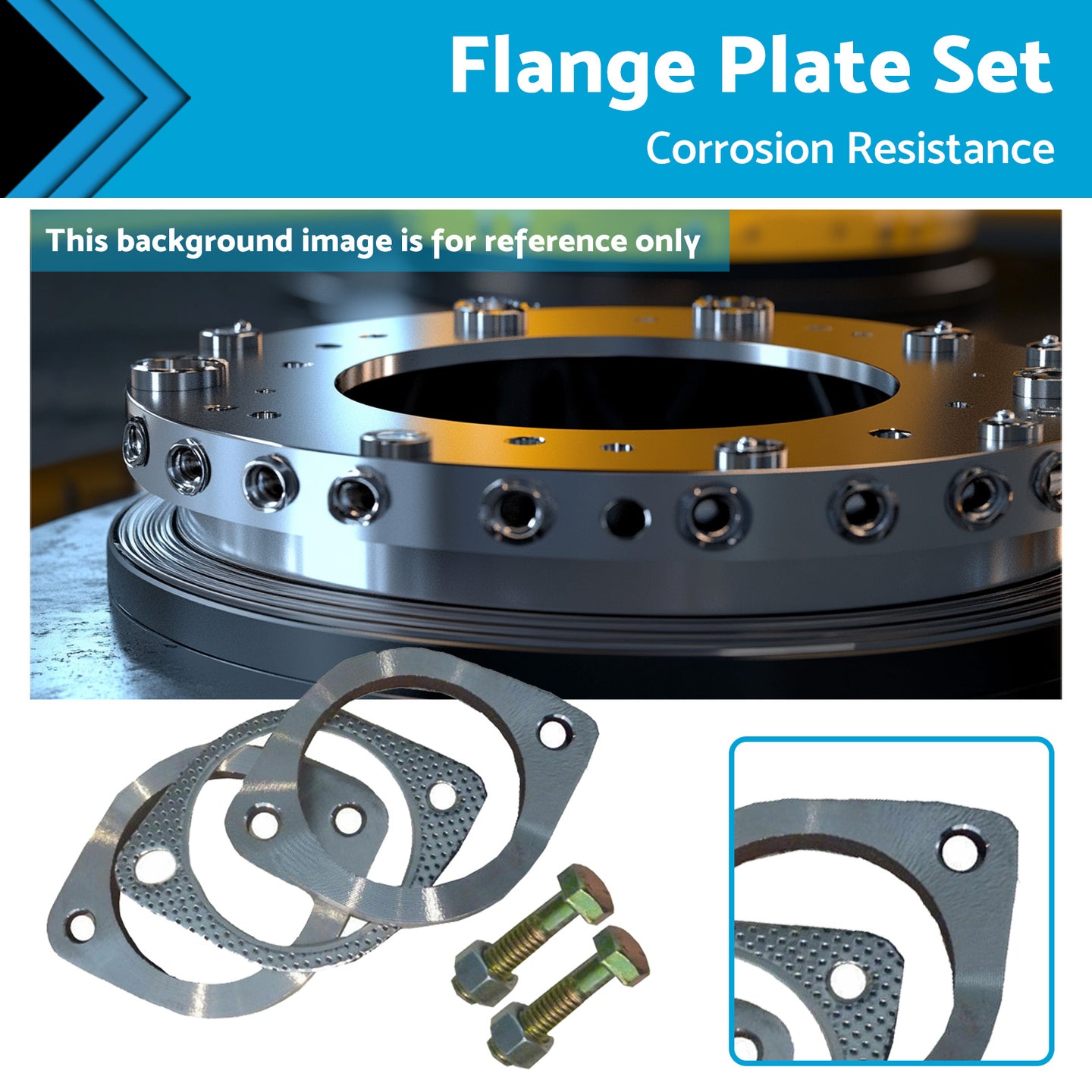 {{ 2.5in Universal Exhaust Flange Gasket Plate Bolt Nut Kit 300 63mm Stainless Steel }} - Buy Car Parts Online at {{ Kaka Auto Parts }}.