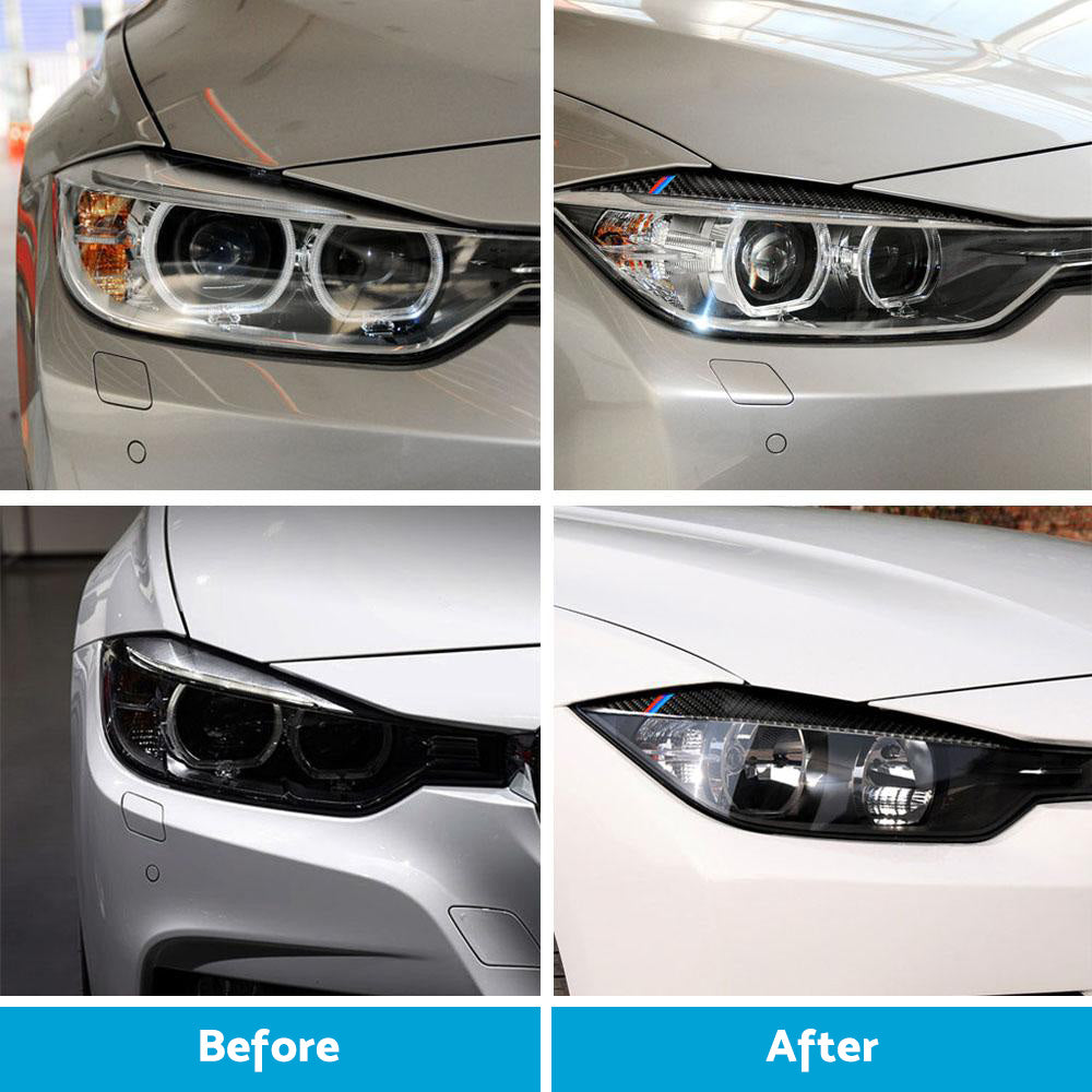 Carbon Fiber Eyelids Eyebrow Headlight Retrofit Accessories Suitable for BMW F30 3 Series