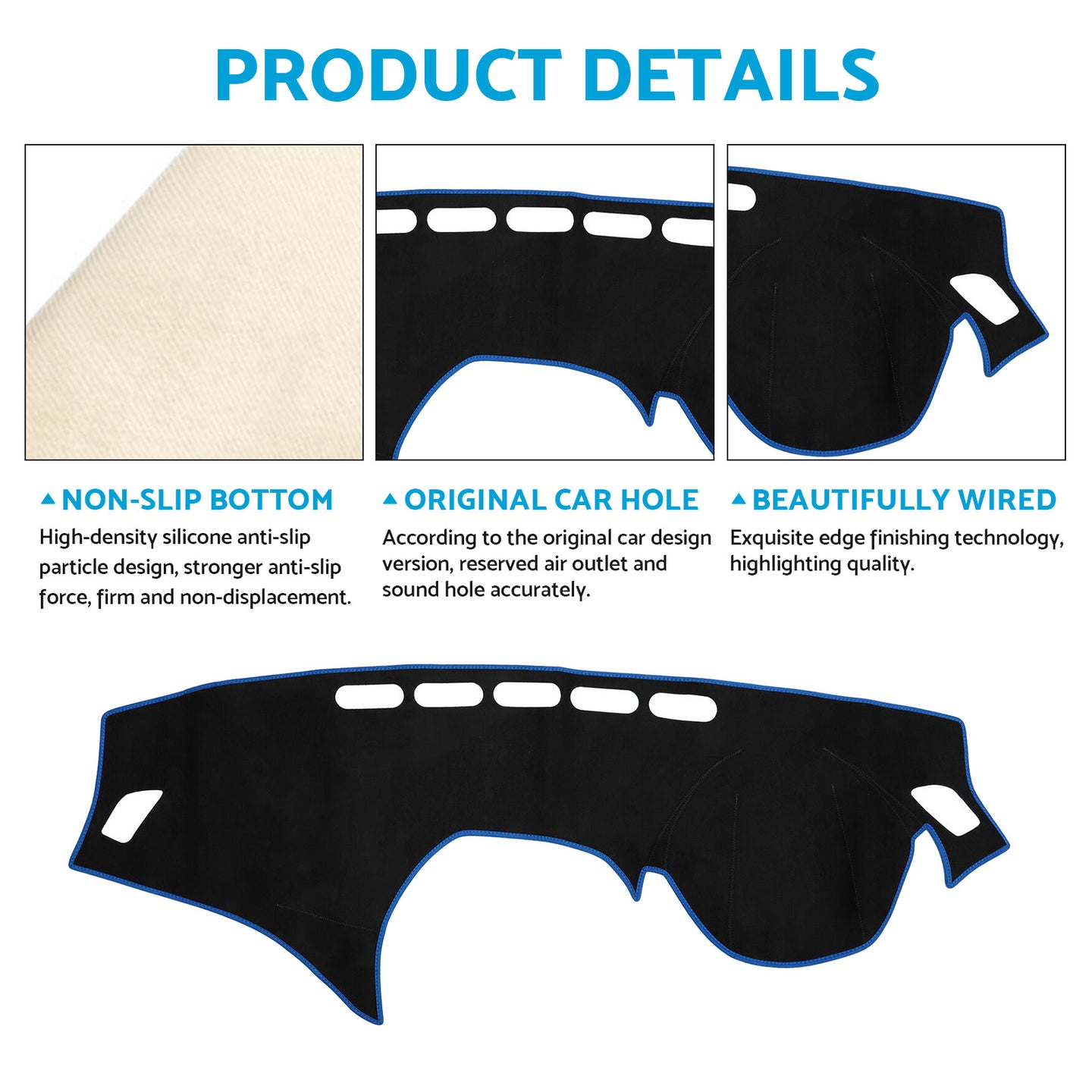 {{ Non-Slip Dash Mat Dashboard Cover Suitable For BMW 1 Series F20 12-17 Black Blue }} - Buy Car Parts Online at {{ Kaka Auto Parts }}.