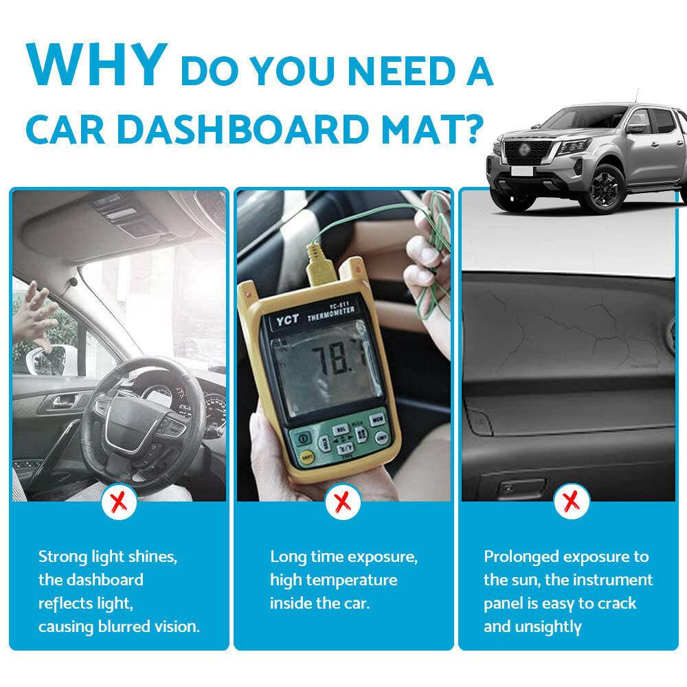 Black Non-Slip Dash Mat Suitable For Hyundai iX35 2010–2015 Dashboard Cover