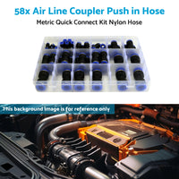 {{ 58pcs Air Line Coupler Push in Hose Joiner Metric Quick Connect Kit Nylon Hose }} - Buy Car Parts Online at {{ Kaka Auto Parts }}.