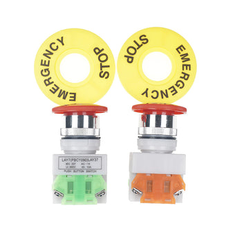 compare product Emergency Stop Push Button Switch 2x Red Mushroom Suitable For Industrial or Automotive Use