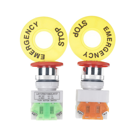 Emergency Stop Push Button Switch 2x Red Mushroom Suitable For Industrial or Automotive Use