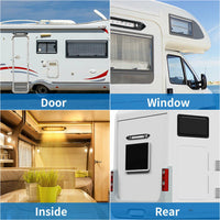 287mm Black Dual LED Bug Light 12V Awning Light with On/Off Switch Amber & White Lights